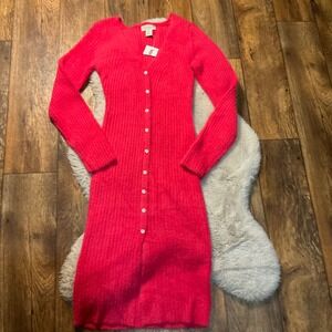 Jessica Simpson Sweater Dress Long Sleeve Pink Size Large Knit NWT